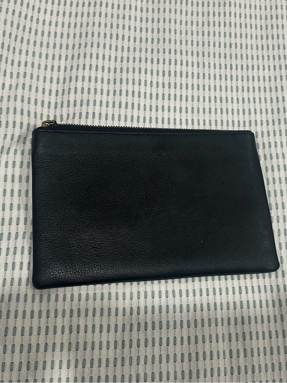 Madewell Black Leather Zip Wallet with Gold Hardware